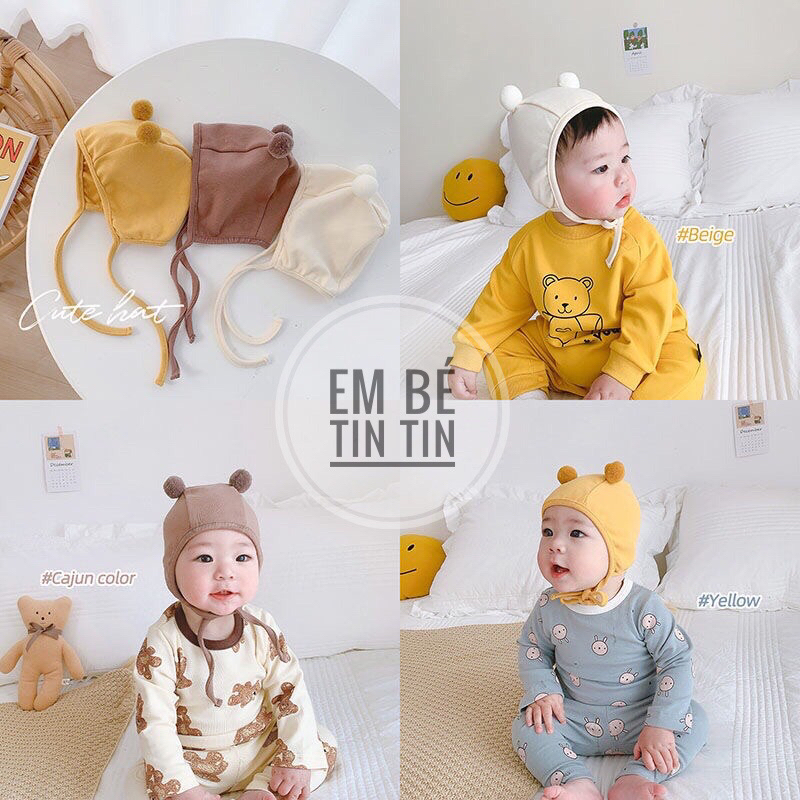 Mũ cục bông cotton Hàn cho bé