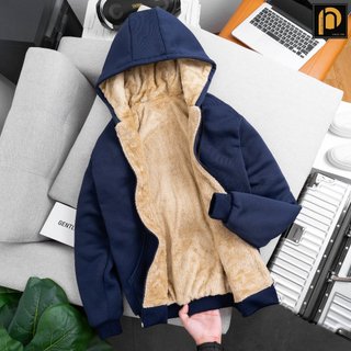 Áo khoác Nỉ nam lót lông cừu nâu vàng H2P siêu ấm áp hàng cao cấp loại 1