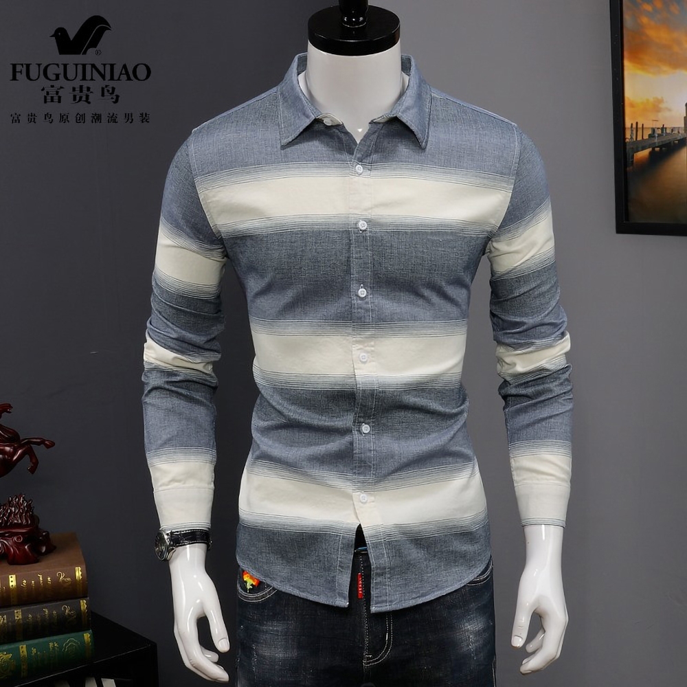 Sơ mi nam dài tay Áo sơ mi chất liệu Cotton in phối màu đặc sắc với phong cách trẻ trung năng động dáng slim fits N52