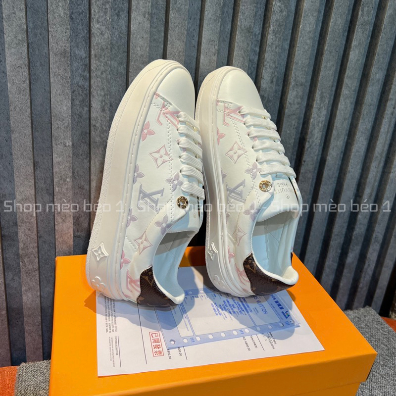 Giày thể thao lv hoa văn chìm gót pha màu fullbox bill túi giấy