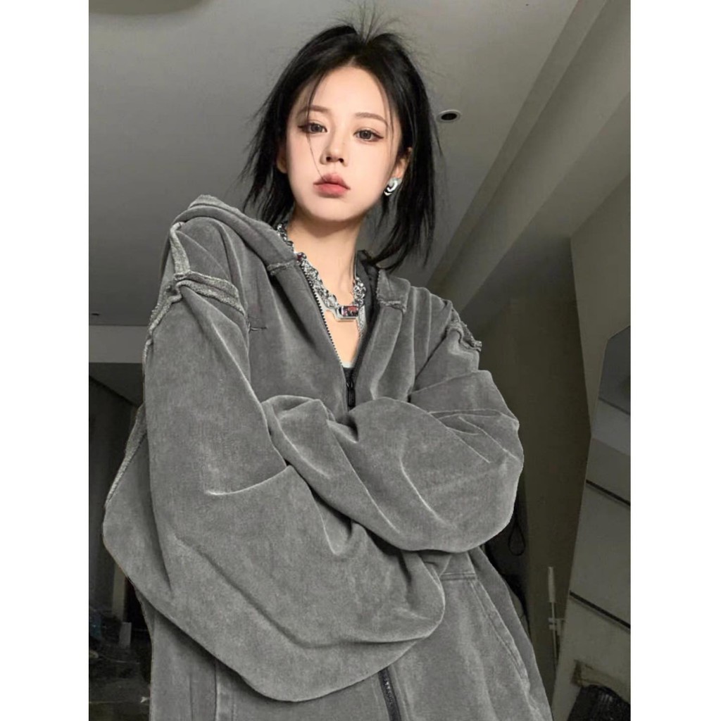 Áo khoác hoodie dip mũ siêu rộng vải thái bụi giả bò siêu chất