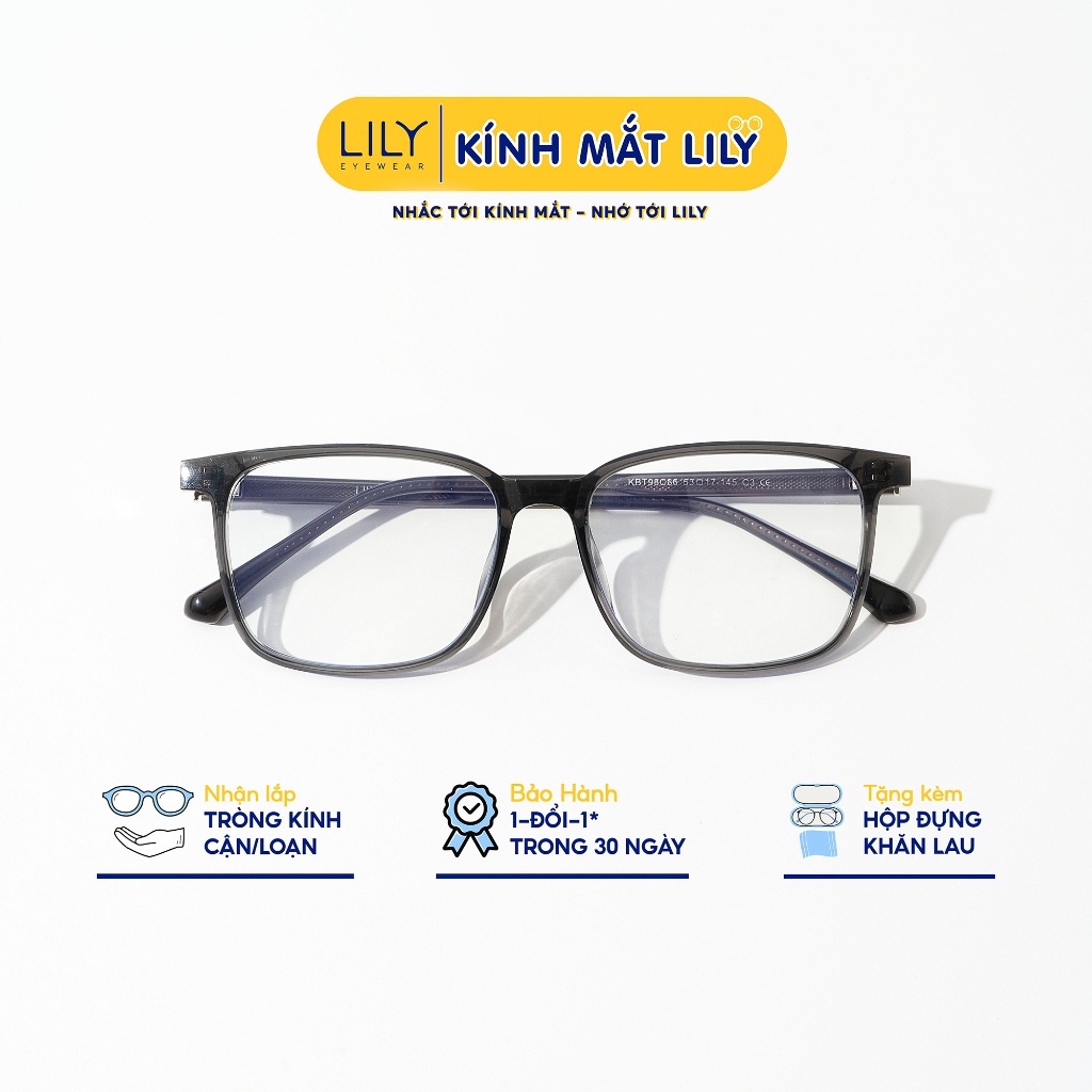 Gọng kính nhựa mắt vuông LILYEYEWEAR kiểu đáng dễ đeo phù hợp nhiều khuôn mặt 98C86