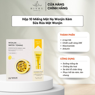 Hộp 10 miếng mặt nạ wonjin kèm sữa rửa mặt wonjin
