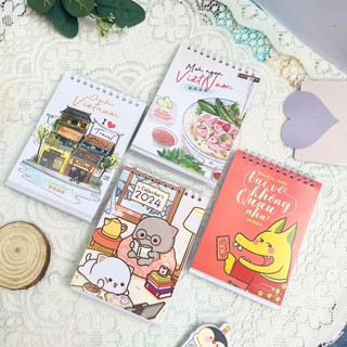 Lịch 2024 để bàn dễ thương thiết kế mini in họa tiết hoạt hình độc đáo xinh xắn