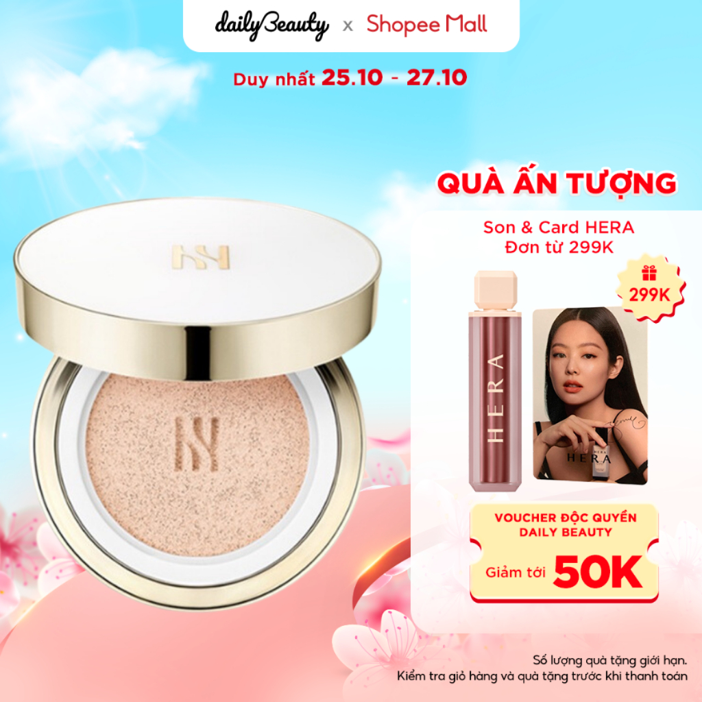 Phấn nước HERA Glow Lasting Cushion ( 23N1 - BEIGE) FULL SIZE kèm lõi SPF50+/PA+++ (15g x 2) Daily Beauty Official