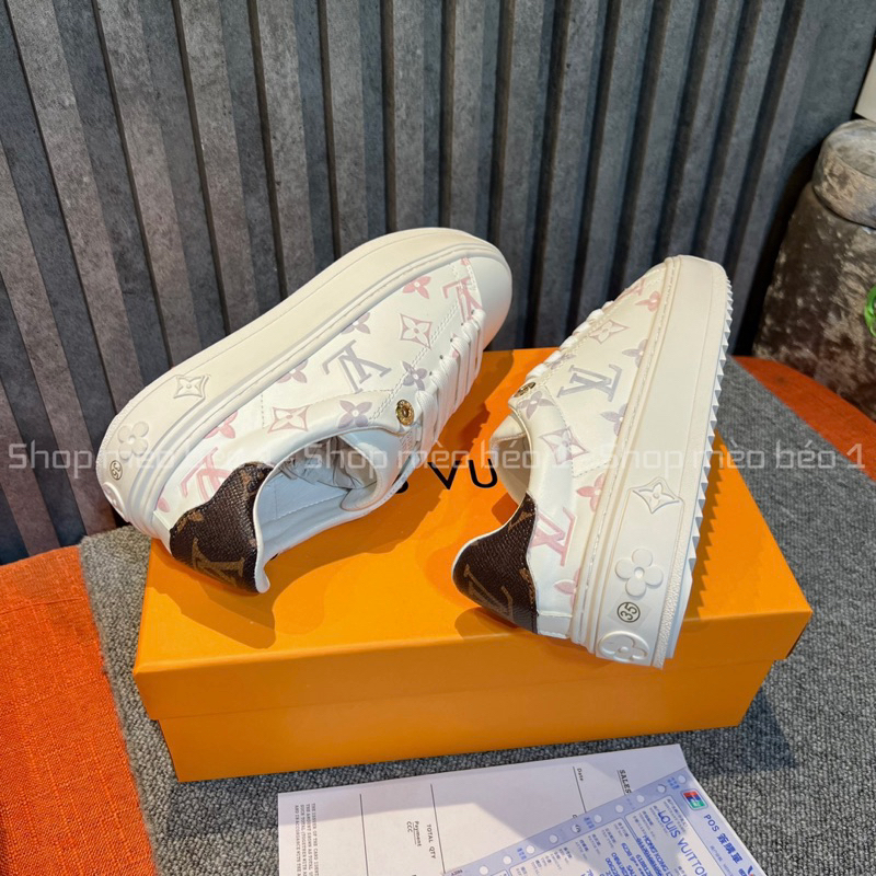 Giày thể thao lv hoa văn chìm gót pha màu fullbox bill túi giấy