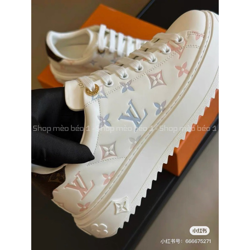 Giày thể thao lv hoa văn chìm gót pha màu fullbox bill túi giấy