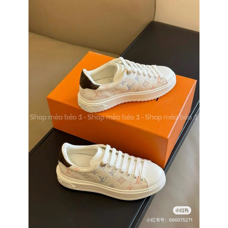 Giày thể thao lv hoa văn chìm gót pha màu fullbox bill túi giấy