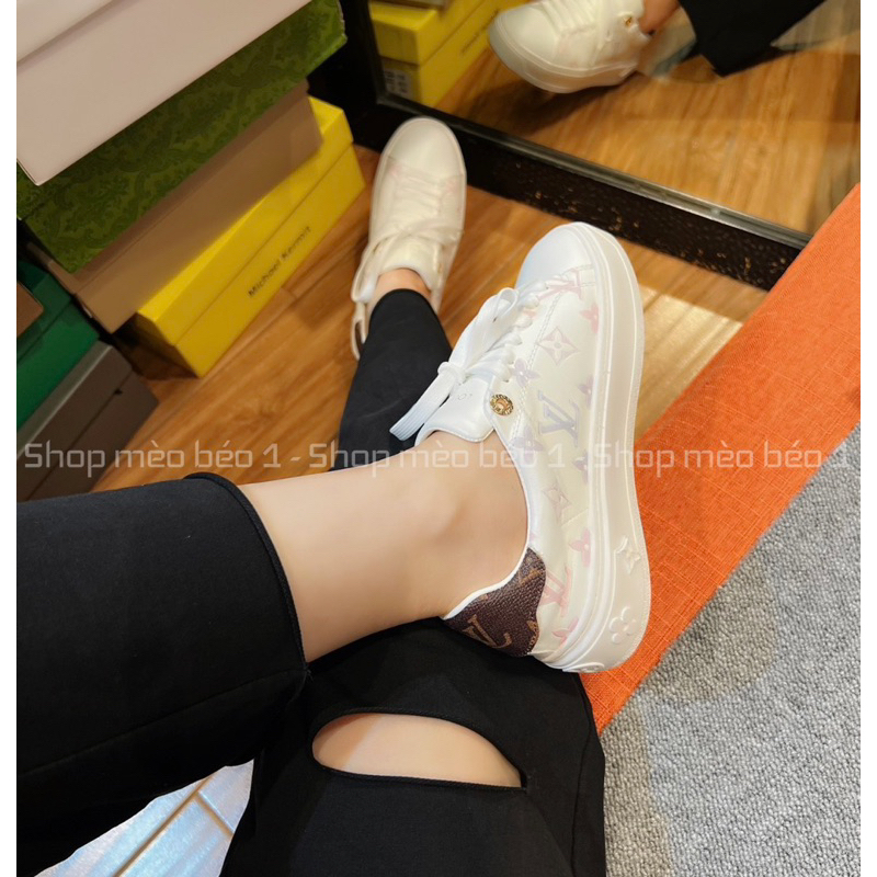 Giày thể thao lv hoa văn chìm gót pha màu fullbox bill túi giấy