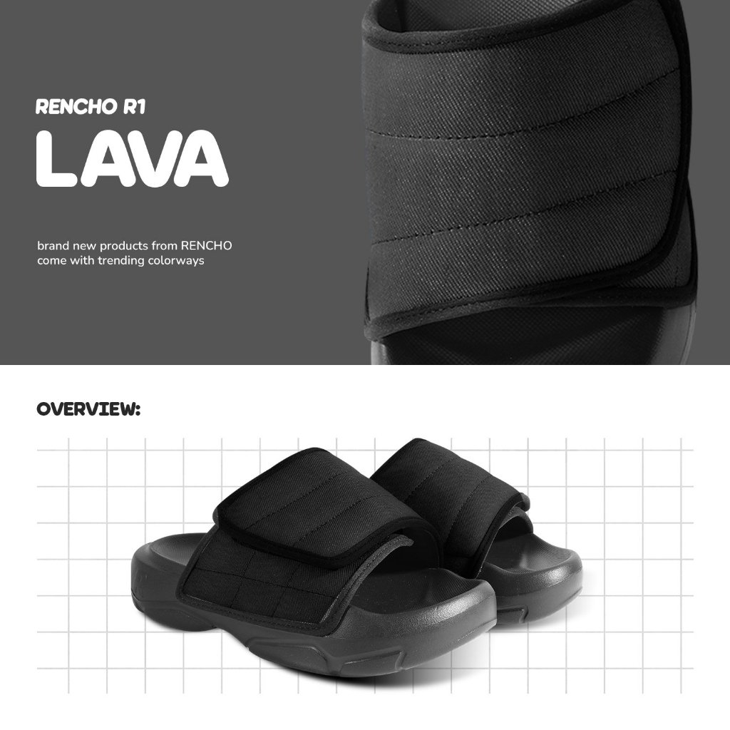 Dép Rencho R1 THE LAVA quai ngang cao 4.5 cm couple