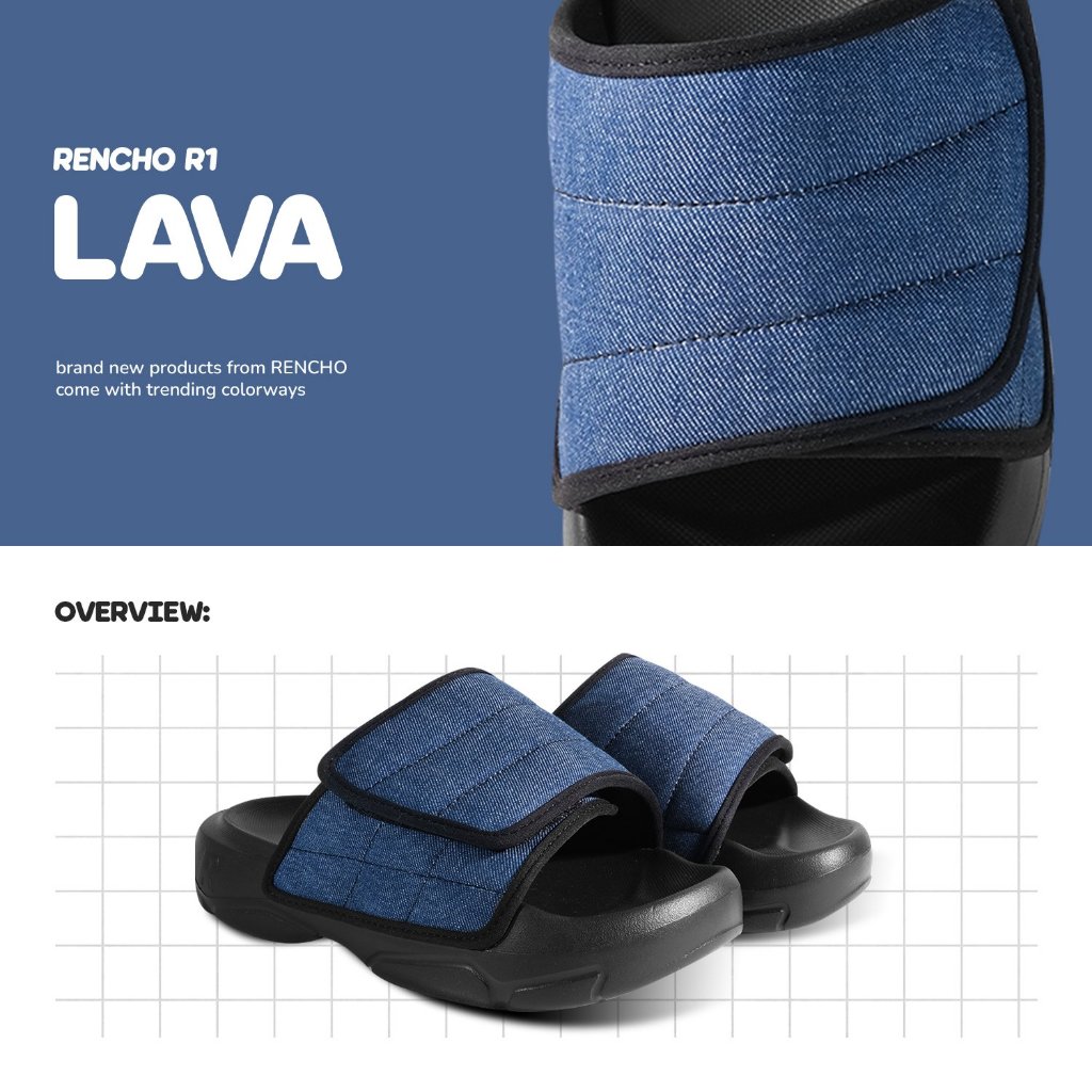 Dép Rencho R1 THE LAVA quai ngang cao 4.5 cm couple