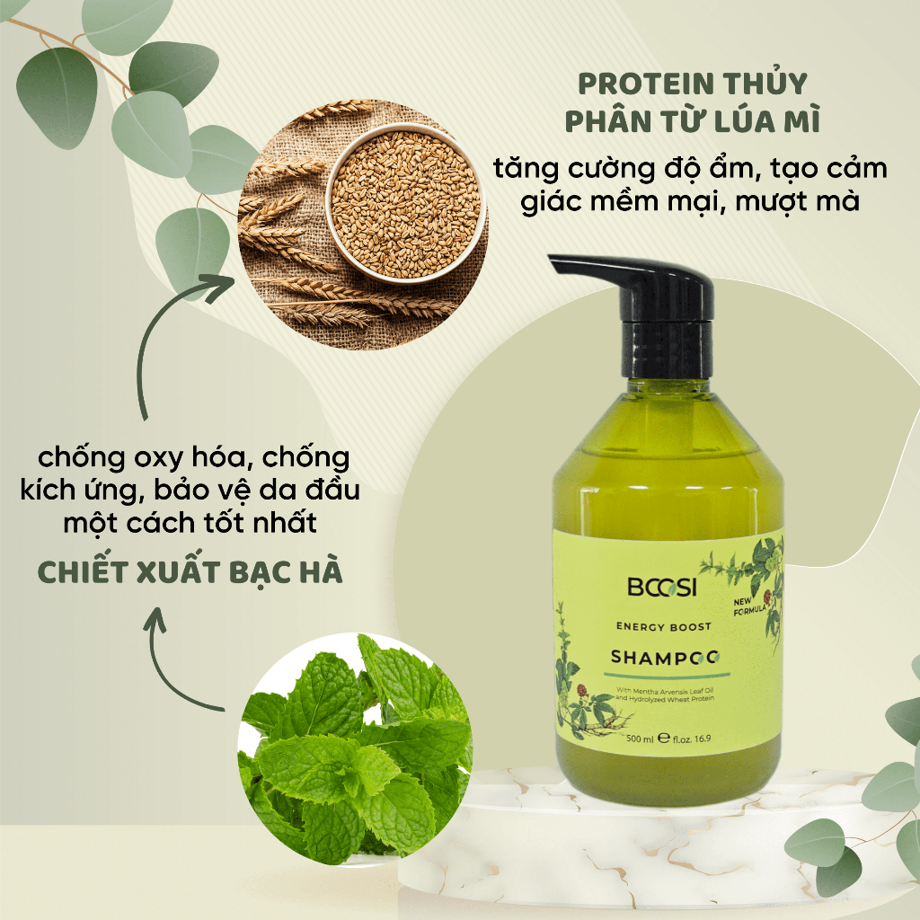 Dầu Gội Kích Thích Mọc Tóc Và Ngăn Ngừa Xơ Rối Gãy Rụng Bcosi Energy Boost Shampoo 500ML
