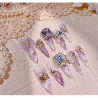 Nailbox thiết kế, móng vẽ gel gắn charm đá 09