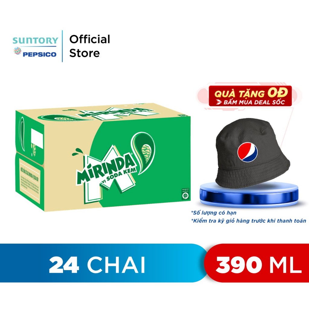 [DEAL SỐC KÈM NÓN][HCM]Thùng 24 Lon Nước Ngọt Có Gaz Mirinda Soda Kem(390ml/chai)