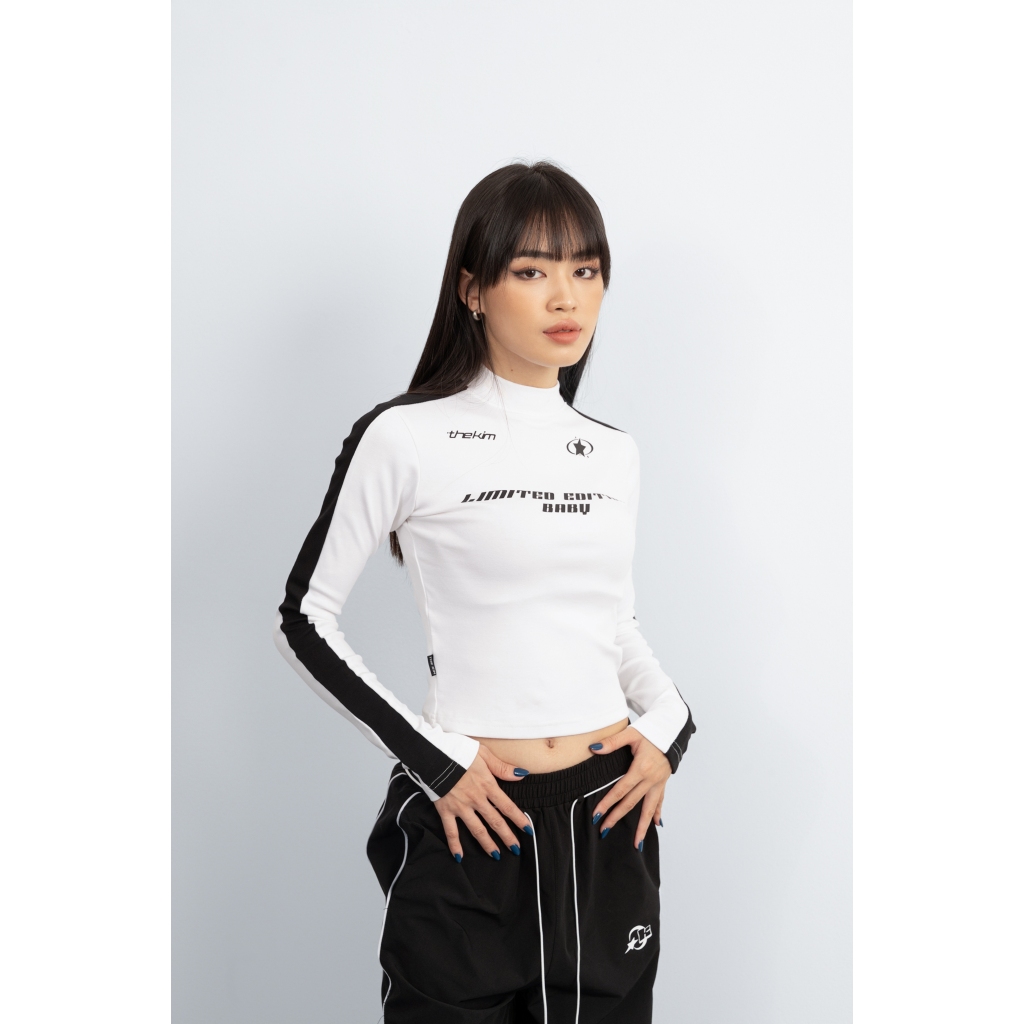 Áo thun croptop dài tay The Kim - Limited edition baby, áo thun dài tay cổ cao chất liệu cotton T228