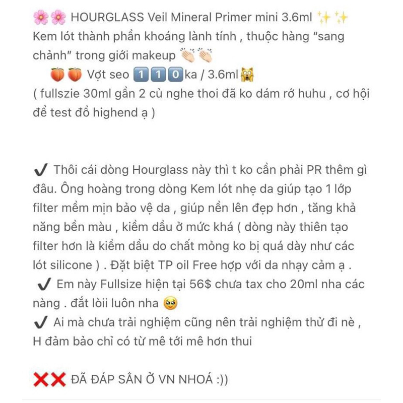 Hourglass Vanish Airbrush primer kem lót siê.u cao cấp