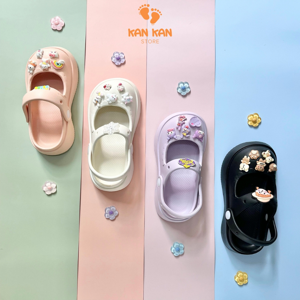 Dép Sục Quai Hậu Cho Bé Gái KanKanStore Dép Lê Cho Bé Gái Bé Trai Quai Ngang Trẻ Em Nhựa Chống Trơn Trượt KA059