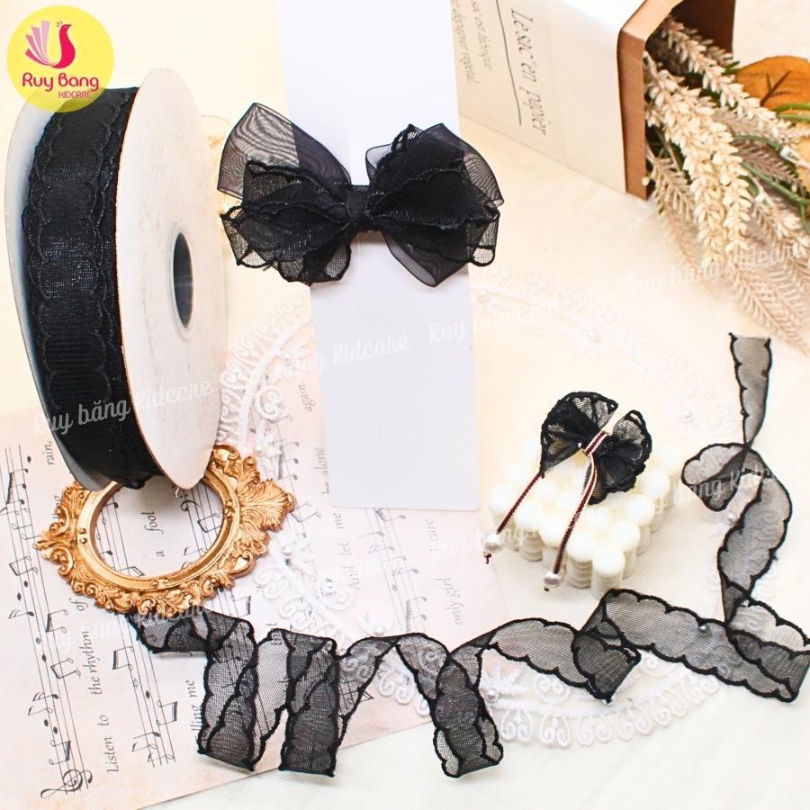 Ruy băng ren 2 đầu 2.5cm dùng làm nơ kẹp tóc, nơ trang trí...