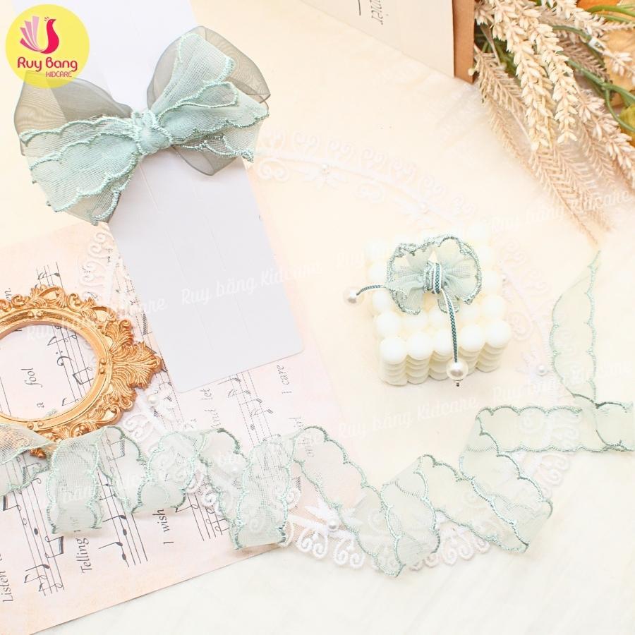 Ruy băng ren 2 đầu 2.5cm dùng làm nơ kẹp tóc, nơ trang trí...