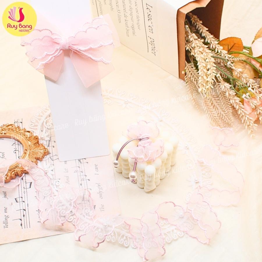 Ruy băng ren 2 đầu 2.5cm dùng làm nơ kẹp tóc, nơ trang trí...