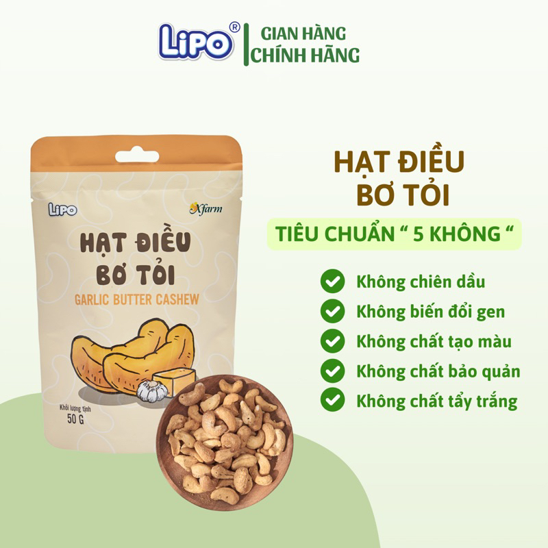 Hạt điều Lipo vị Bơ tỏi ăn liền