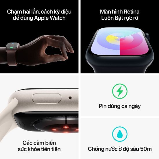 Đồng hồ Apple Watch Series 9 41mm (GPS) Viền nhôm - Dây cao su