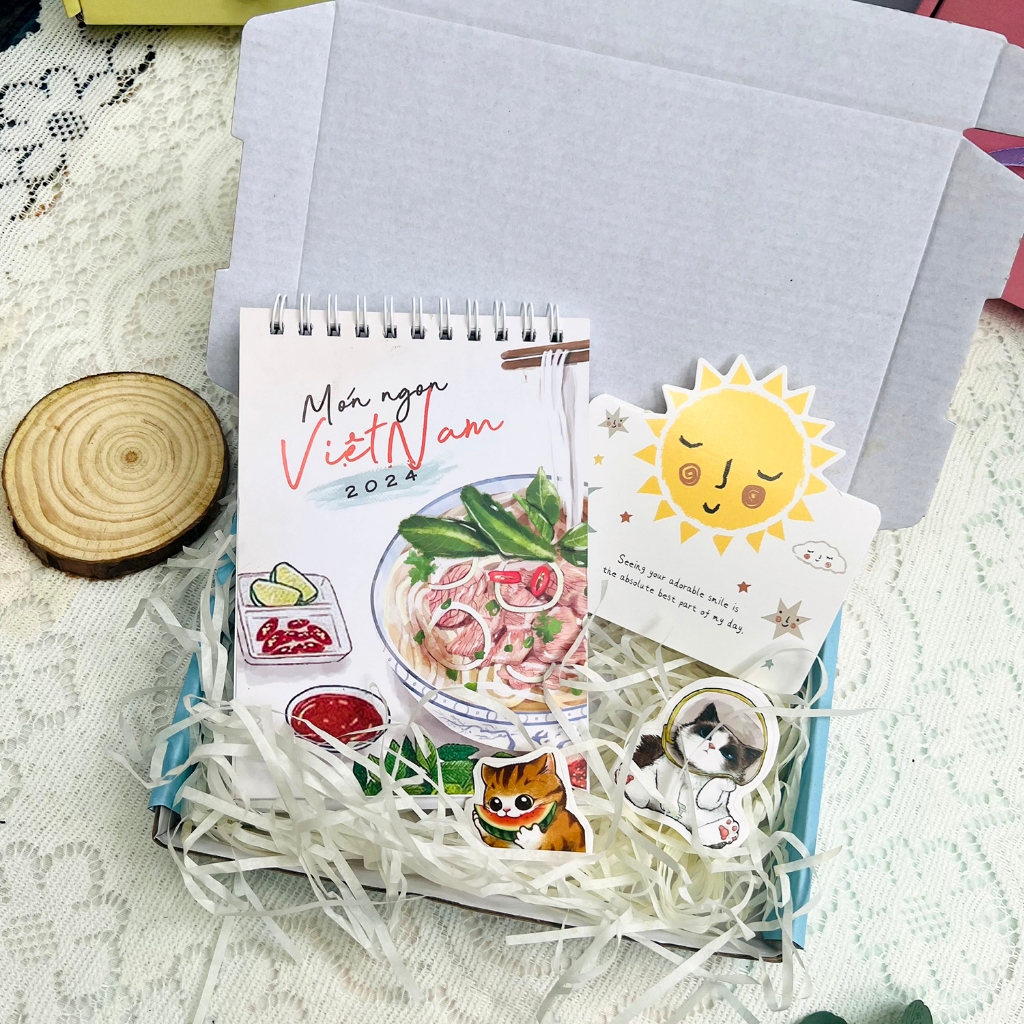 Lịch để bàn 2024 mini dễ thương ghi chú trang trí bàn học decor văn phòng có ngày âm