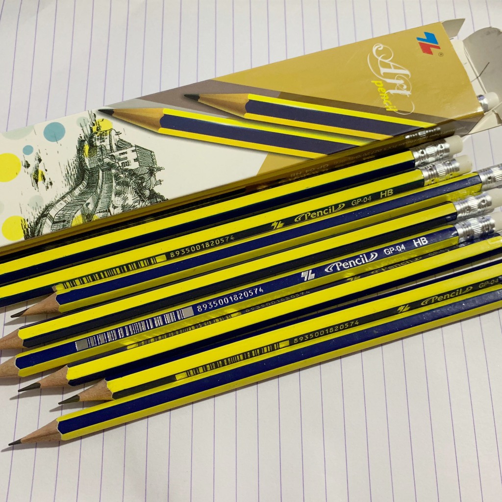 Hộp 10 Bút Chì Thiên Long Kèm Đầu Tẩy , Chì HB-2B
