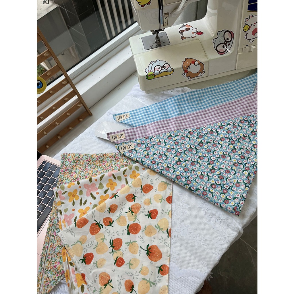 Khăn Tam Giác Băng Đô Turban Bandana Hoa Floral. Phụ Kiện Cột Tóc Dễ Thương