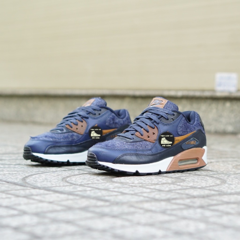 Giày Thể Thao Nam  AIRMAX 90 PREMIUM WOOL THUNDER BLUE 700155-404 - CŨ CHÍNH HÃNG