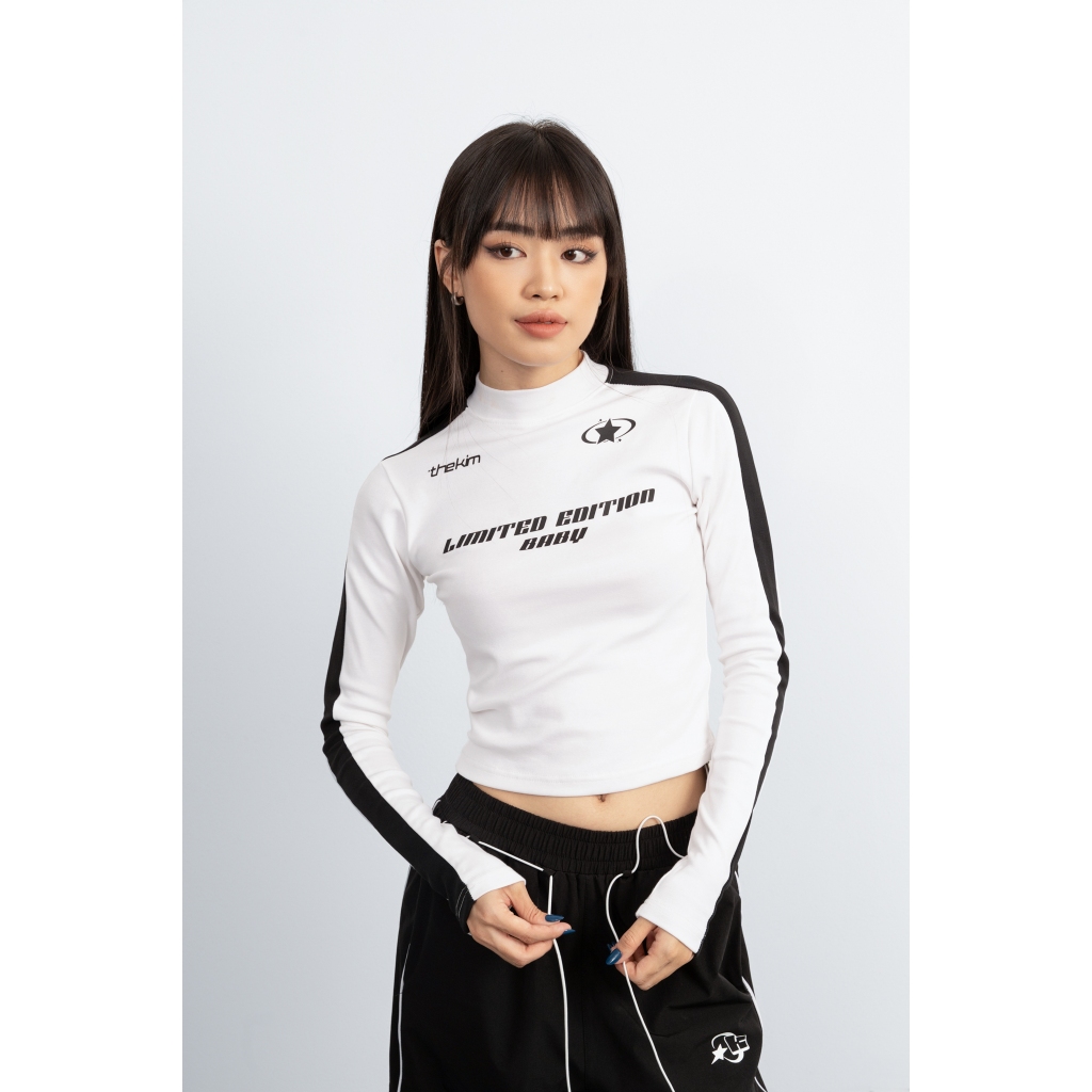 Áo thun croptop dài tay The Kim - Limited edition baby, áo thun dài tay cổ cao chất liệu cotton T228