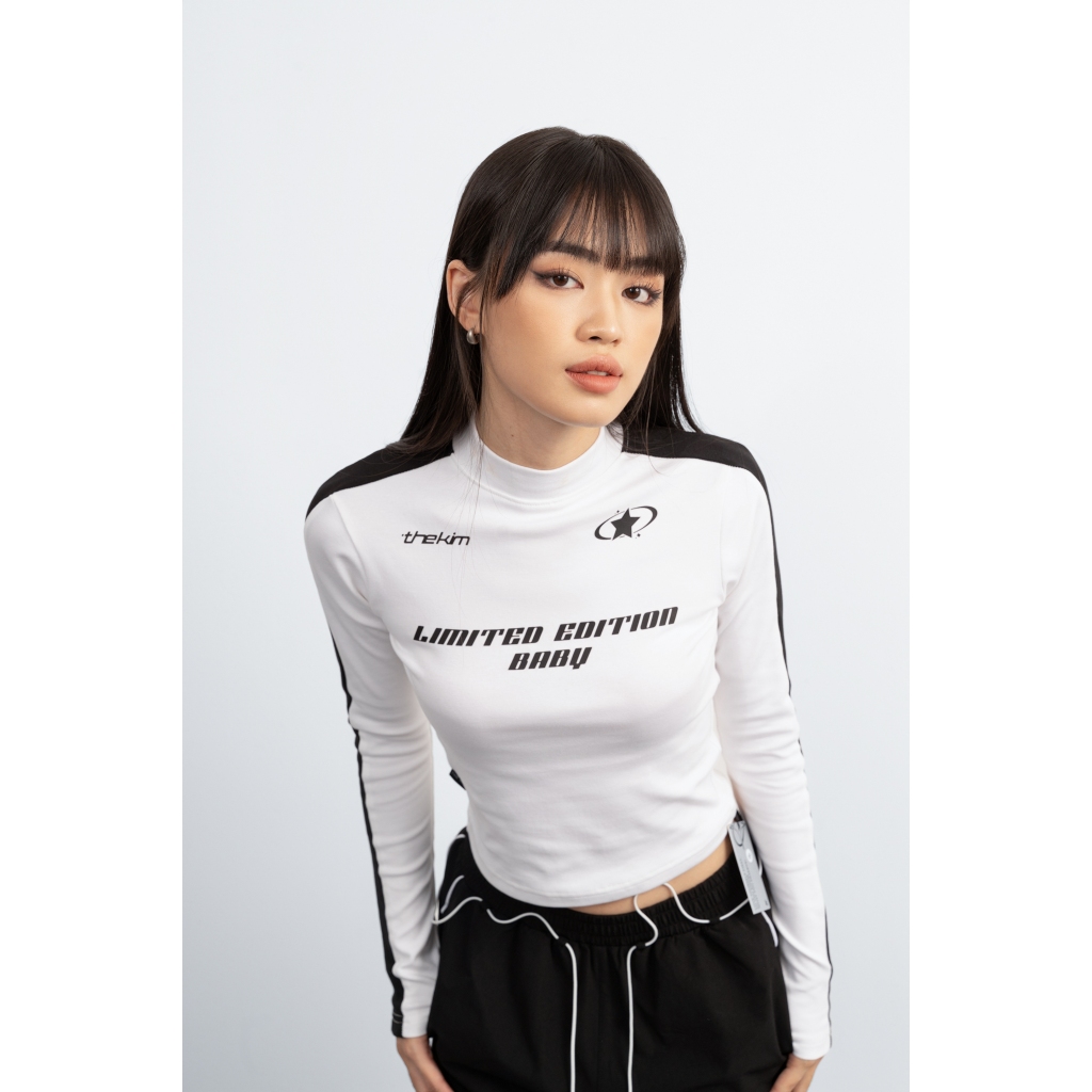 Áo thun croptop dài tay The Kim - Limited edition baby, áo thun dài tay cổ cao chất liệu cotton T228