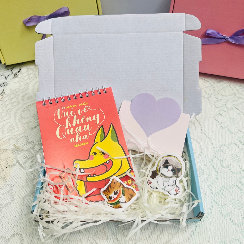 Lịch để bàn mini 2024 dễ thương có ghi chú trang trí bàn học decor văn phòng có ngày âm