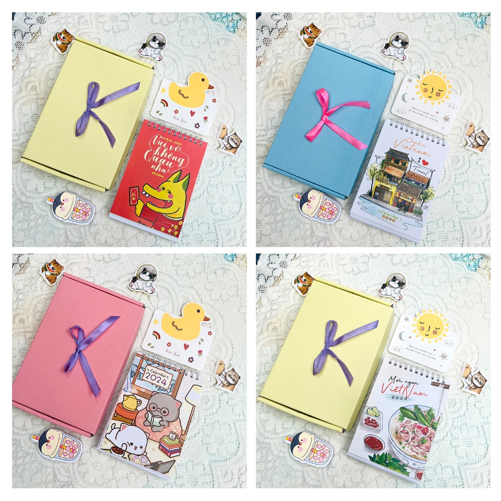Lịch để bàn 2024 mini dễ thương ghi chú trang trí bàn học decor văn phòng có ngày âm