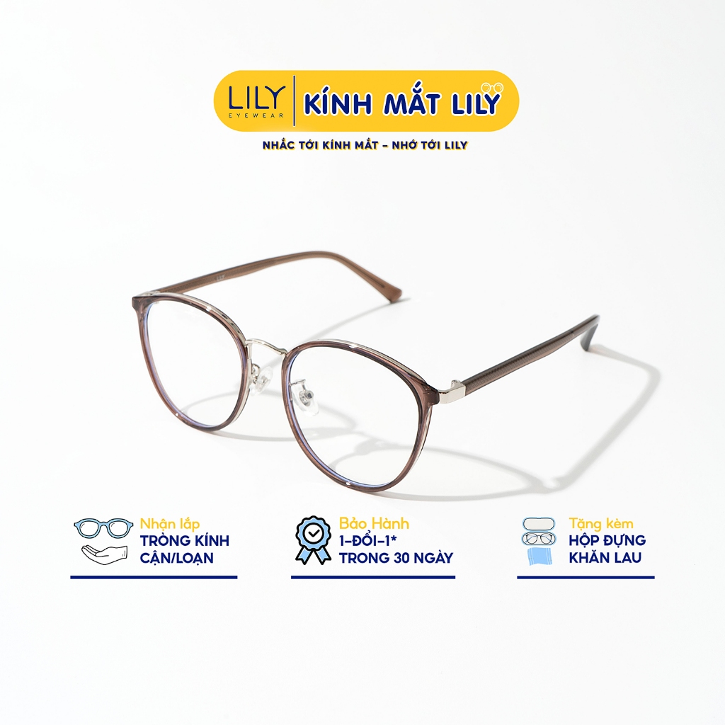 Kính mắt tròn LILYEYEWEAR chất liệu kim loại thanh mảnh nhẹ nhàng thời trang nam nữ 98380