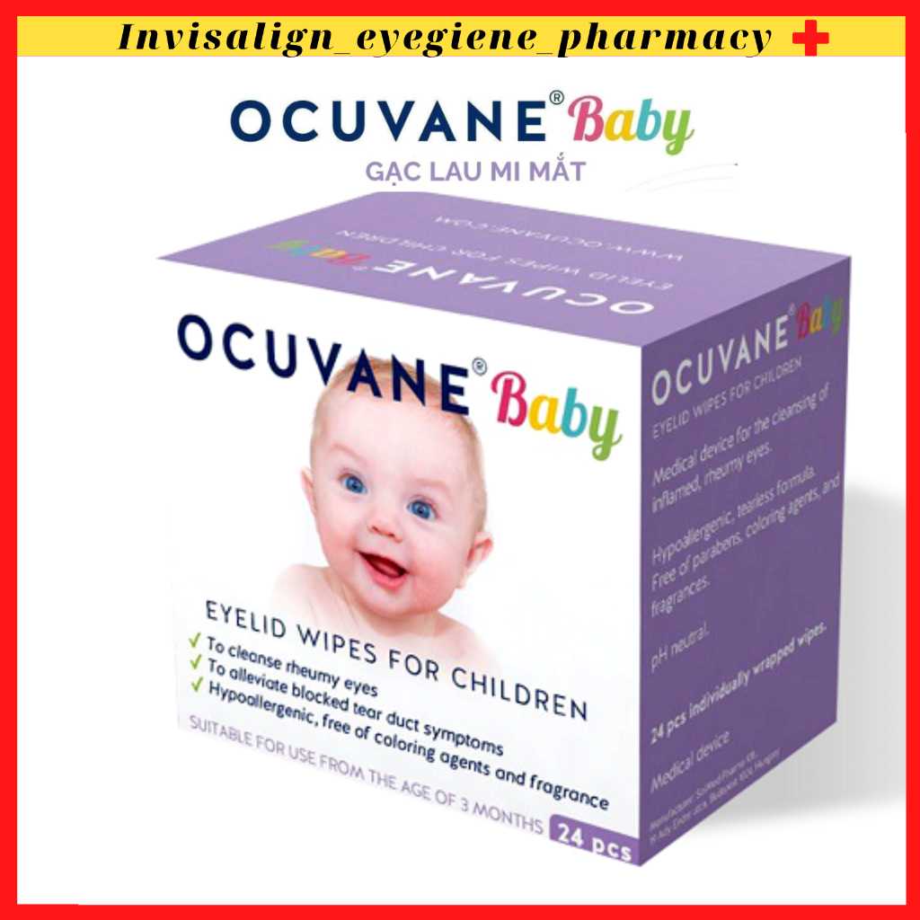 Miếng gạc lau mi mắt trẻ em OCUVANE Baby - Nhập Khẩu Hungary an toàn và dịu nhẹ dành riêng cho trẻ nhỏ từ 3 tháng tuổi