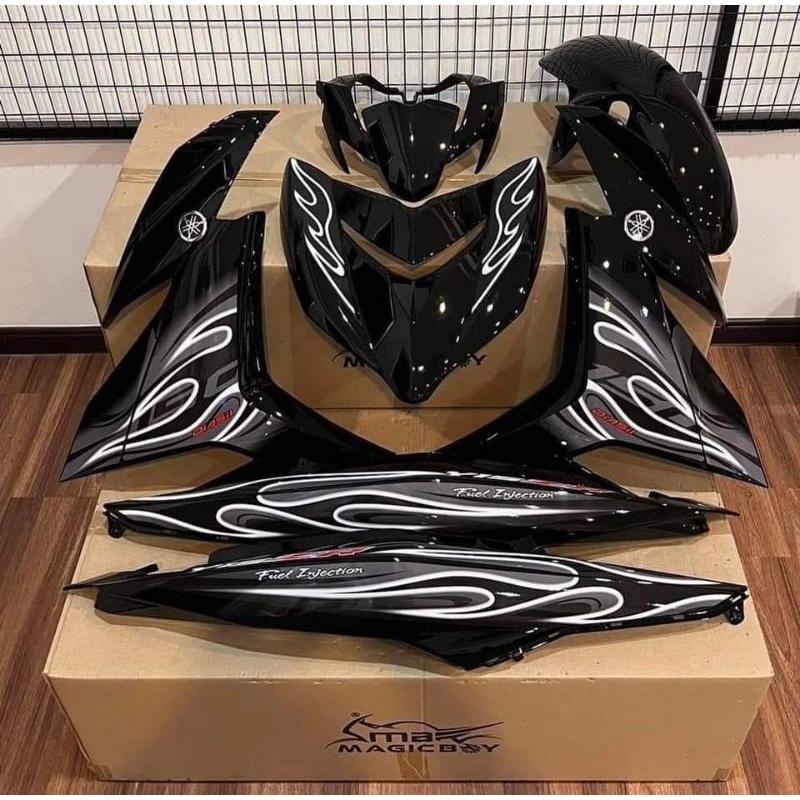 Tem rời 3 lớp Exciter 150 - Mẫu tem lửa chế lửa đủ màu dán xe đen