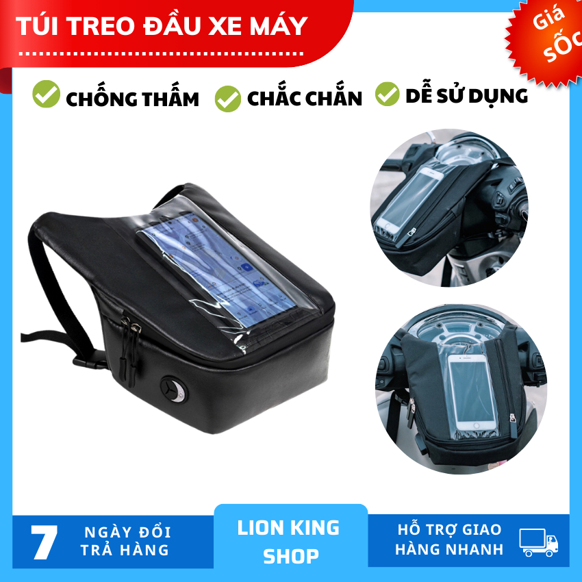 Túi treo đầu xe máy Vải Chống Thấm Nước chạy giao hàng loại tốt Lion King - Túi treo xe chạy Grab, Go Việt, Shipper.