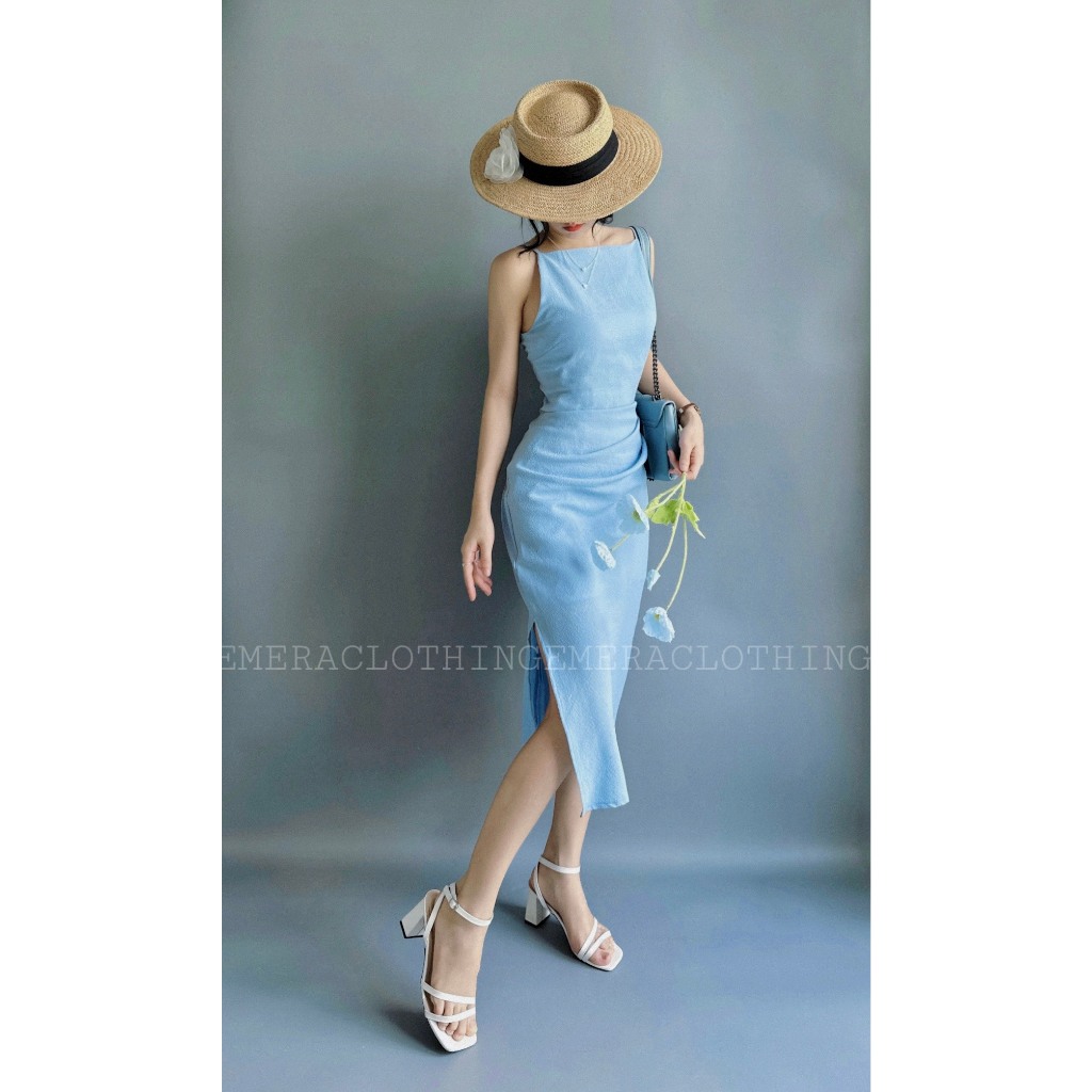 Váy EmeDress xanh trời  tôn dáng