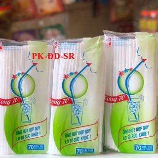 70 Ống hút nhựa xoắn dài 20cm - Ống hút nước mía màu trắng
