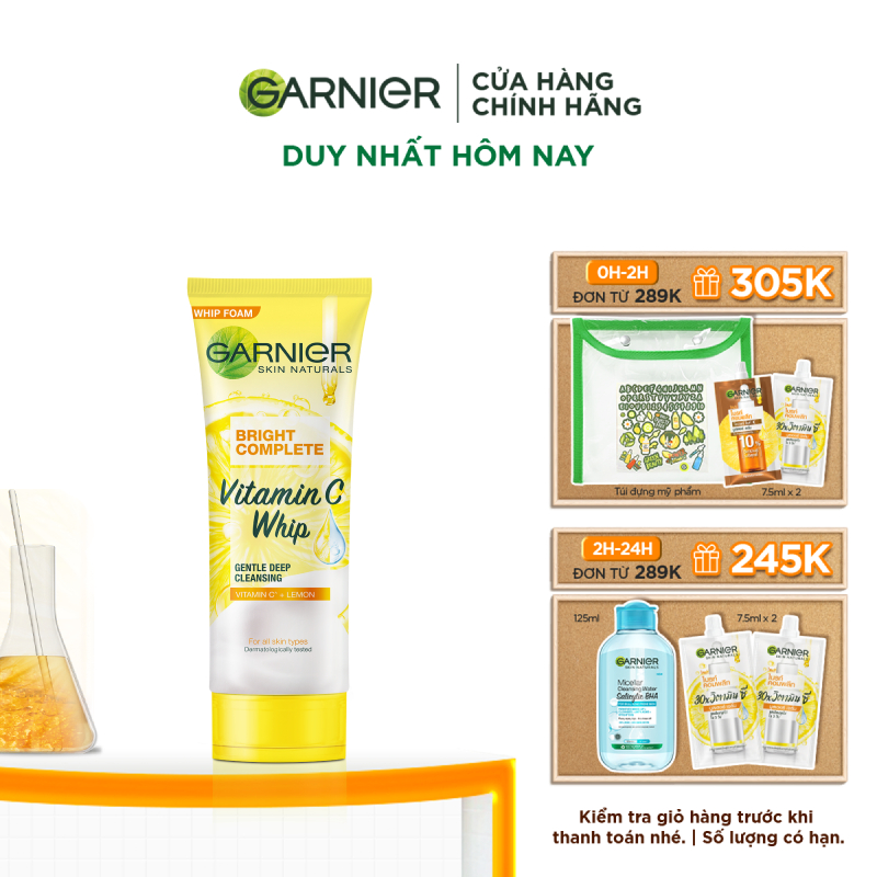 Sữa rửa mặt tạo bọt skin naturals Bright Complete vitamin C super whip 100ml