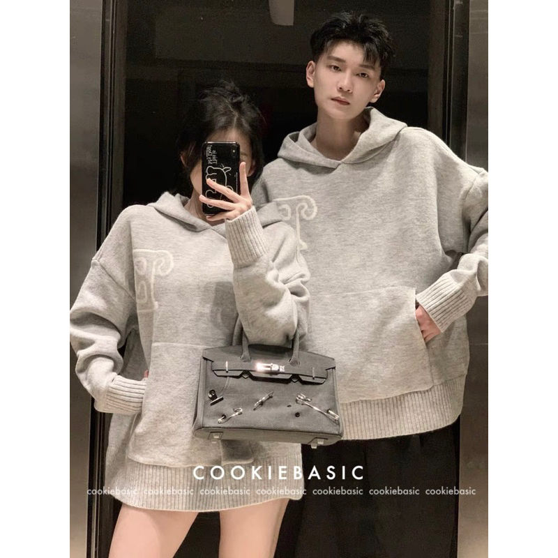 Áo Len Hoodie Mũ Màu Xám QCCC