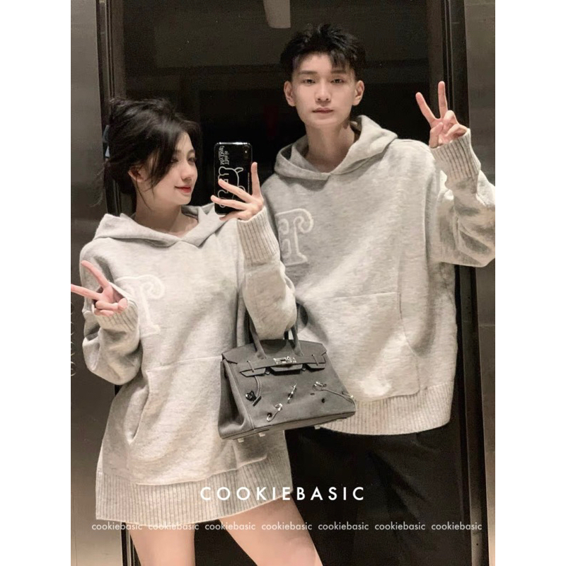 Áo Len Hoodie Mũ Màu Xám QCCC
