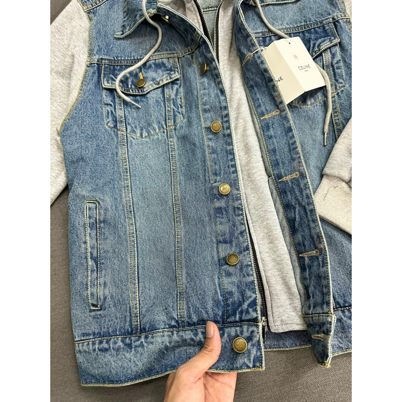 Áo khoác denim - Celine - Hoodie mũ thêu hot hit