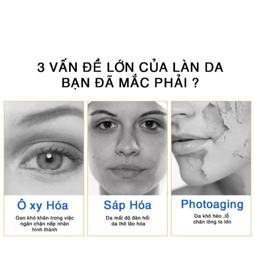 Mặt nạ tinh chất vàng 24k giúp da trẻ hoá, trắng sáng, đều màu, cung cấp độ ẩm giúp da căng bóng mịn màng.