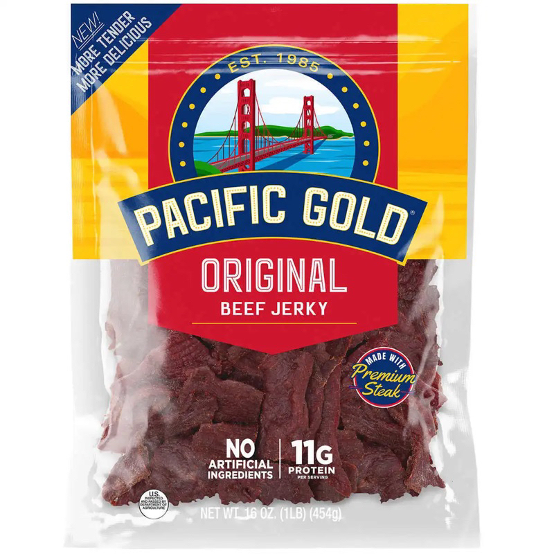 Khô bò Beef Jerky Pacific Gold Mẫu Mới 454g