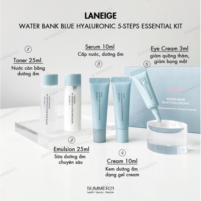 Bộ chăm sóc da Laneige Water Bank Blue Hyaluronic 5 sản phẩm minisize