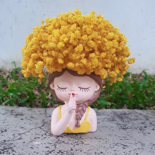   Tặng kèm màu+ cọ vẽ  Tô Tượng Thạch Cao Lọ Hoa Cô Gái Mini trang trí bàn làm việc góc học tập size 10-12cm 