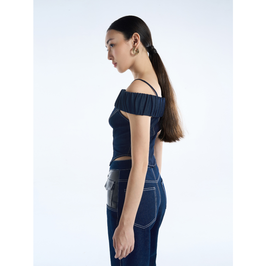 COCO SIN - Áo Jean Thun Xanh Trẹt Vai