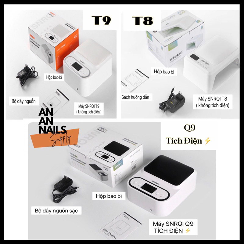 Máy hơ gel SNRQI T8 , T9 ,Q9 , 72W ,60 bóng máy hơ móng tay công suất lớn, máy hơ khoang rộng